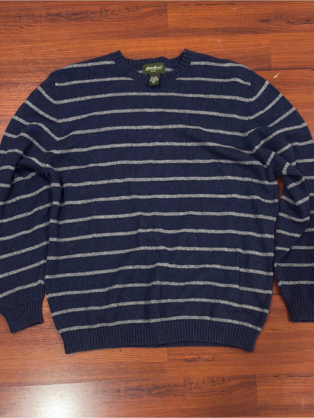 Eddie Bauer Men's Striped Cotton Lambswool Blend Crewneck Sweater Size XL